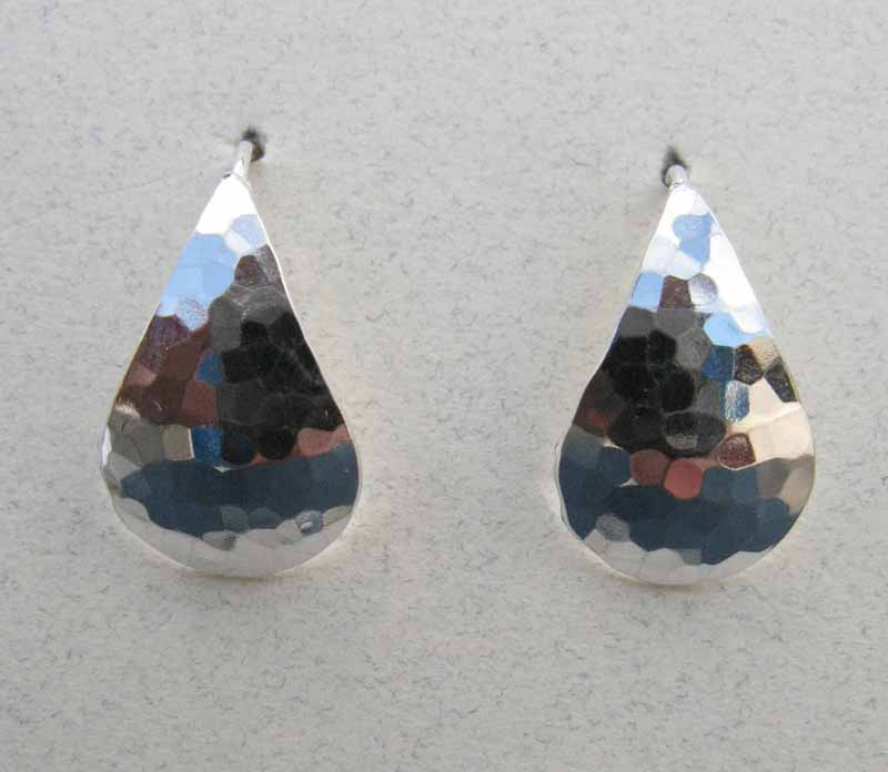 Hammered Drop Earrings in Sterling Silver