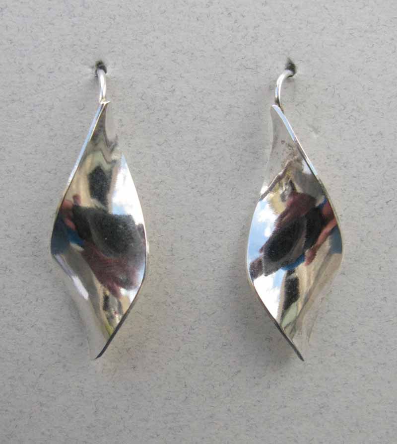 Curved Diamond Earrings in Sterling Silver