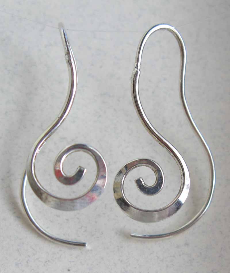 Long Spiral Earrings in Sterling Silver