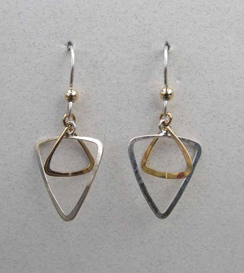Open Triangle Hoop Earrings in Mixed Metals