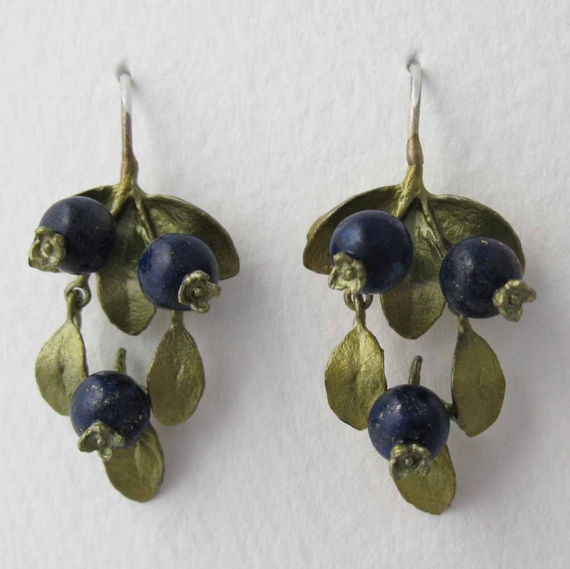 Blueberry Drop Earrings with Lapis