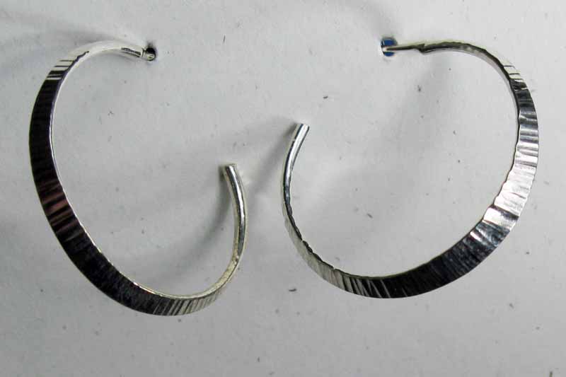 Open Texured Hoops in Sterling Silver