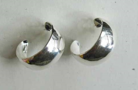 Tiny Broad Hoop Earrings in Sterling Silver