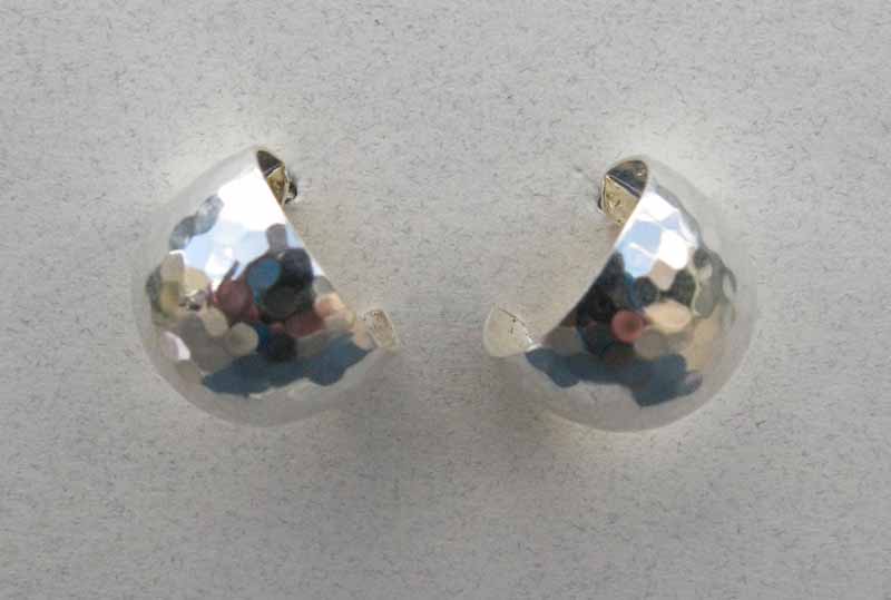 Small Hammered Hoop Earrings in Sterling Silver