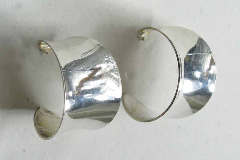 Broad Curled Hoop Earrings in Sterling Silver