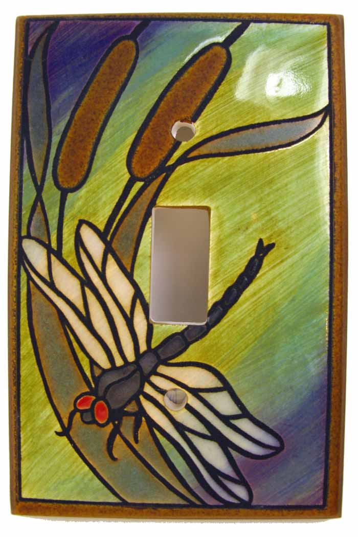 Dragonfly Bulrushes Switch Plate