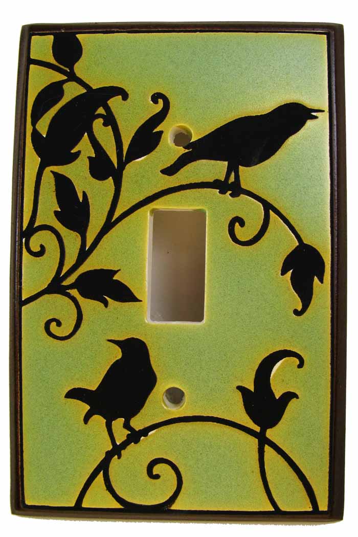 Songbirds in Green Switch Plate