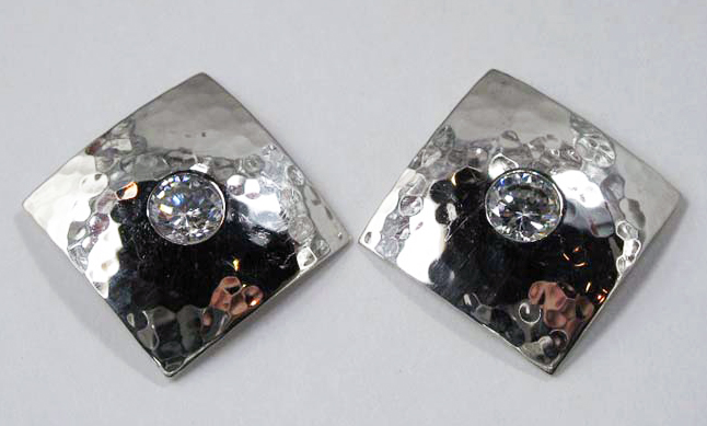 Diamond Posts with CZ Earrings