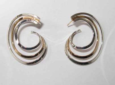 3 Ring Post Earrings in Mixed Metals