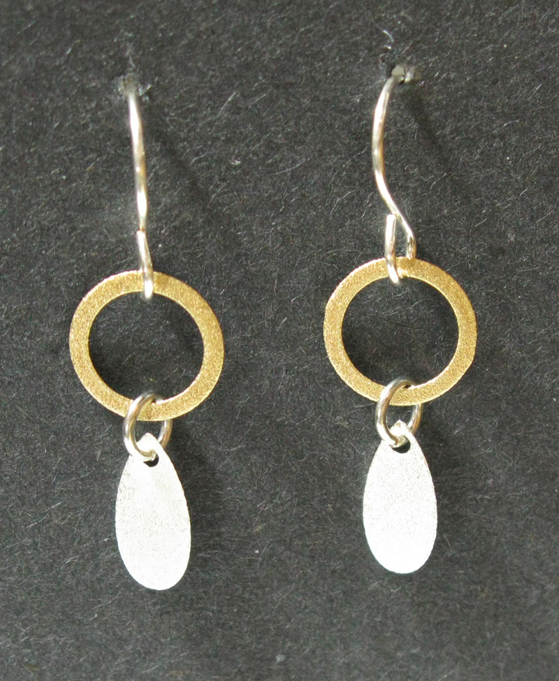 Ring Earrings with Teardrop Dangle
