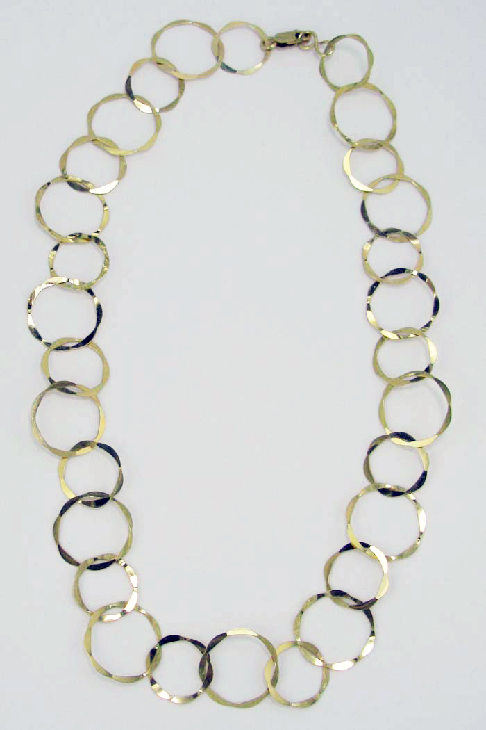 Long Necklace in Flat Hammered Rings