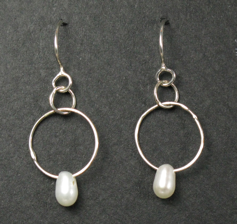 Small Gemstone on Silver Ring Earrings