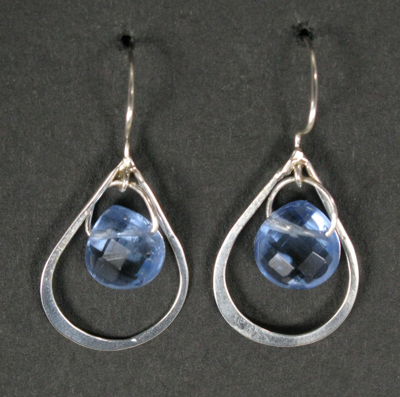 Briolette Gemstone in Silver Teardrop Earrings
