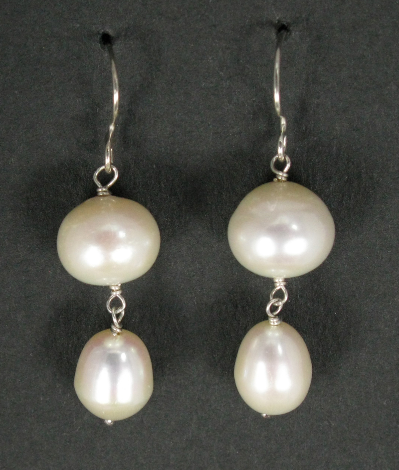 Double Pearl or Gemstone Earrings
