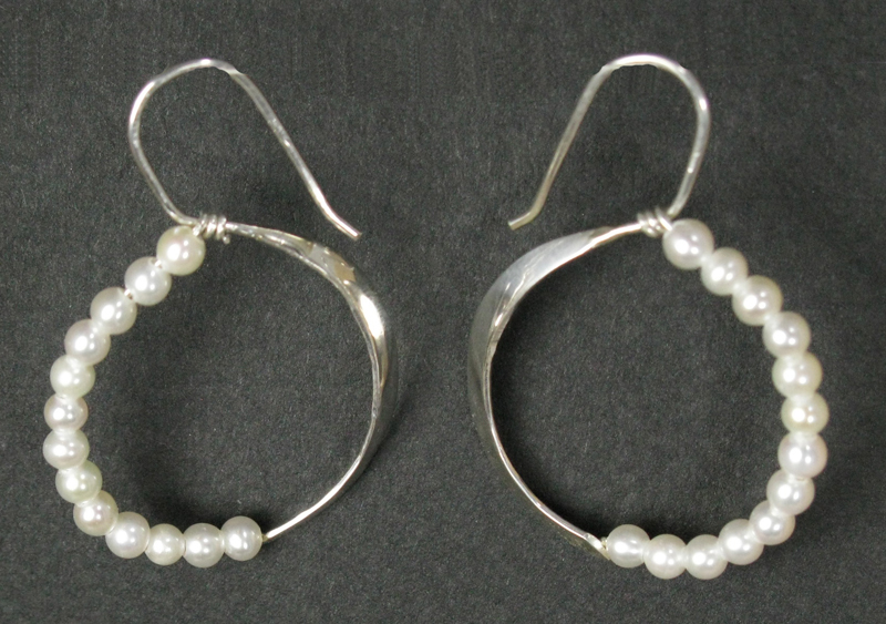 Silver Hoop and Stone Earrings