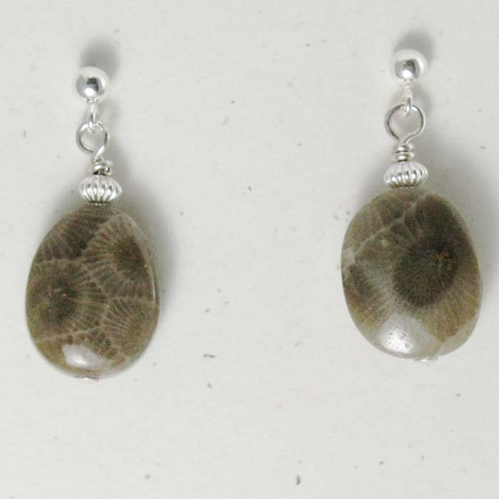 Small Oval Petoskey Stone Earrings