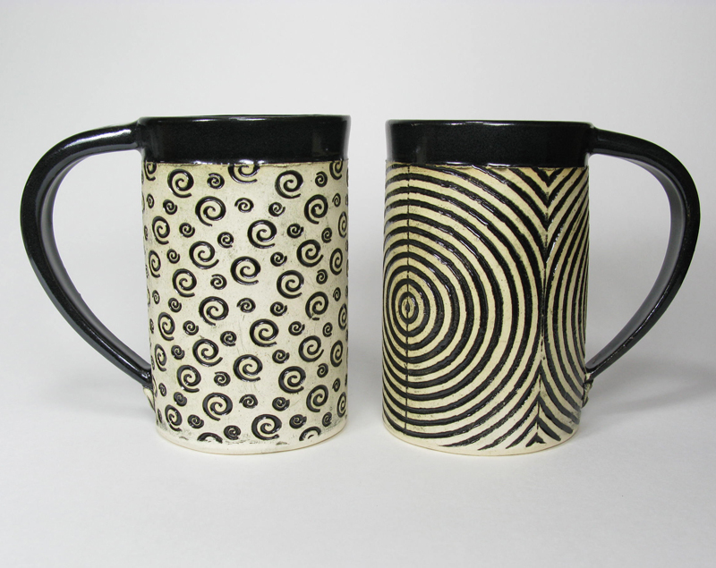 Ceramic Mug - Black White Swirls