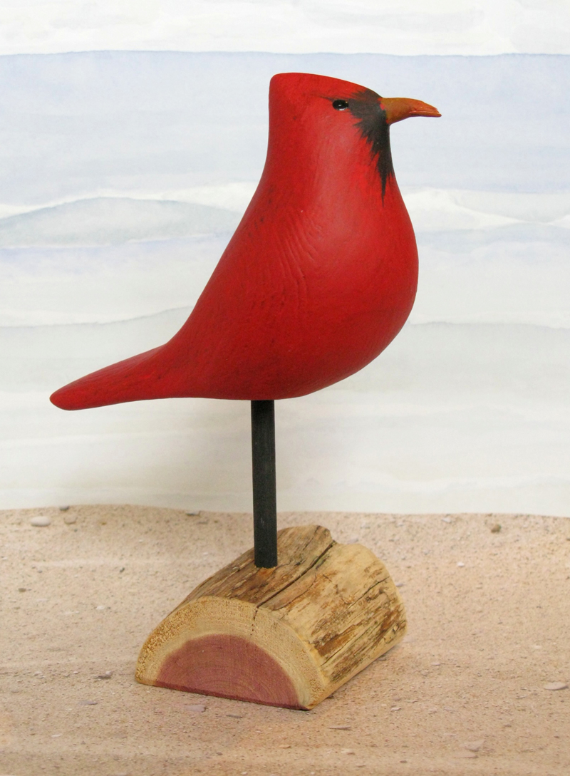 Carved Wood Cardinal Small