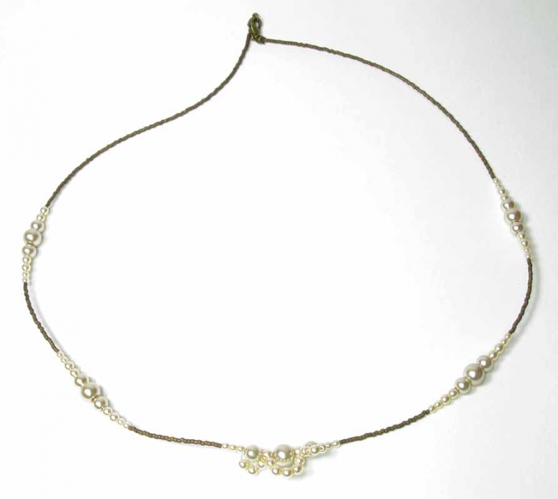 Layering Lace Pearl Necklace in Almond Pearls