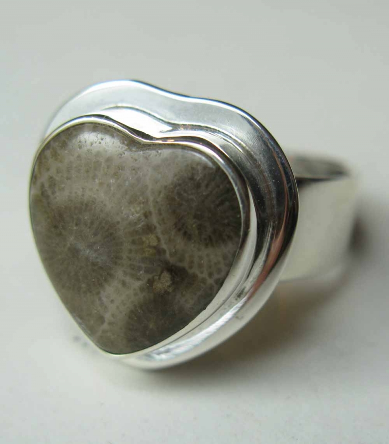 Heart-Shaped Petoskey Stone Ring