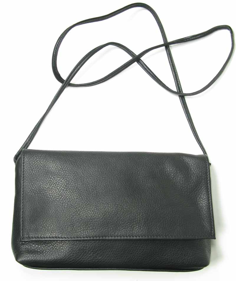 Slim Leather Bag with Flap 5x9x2