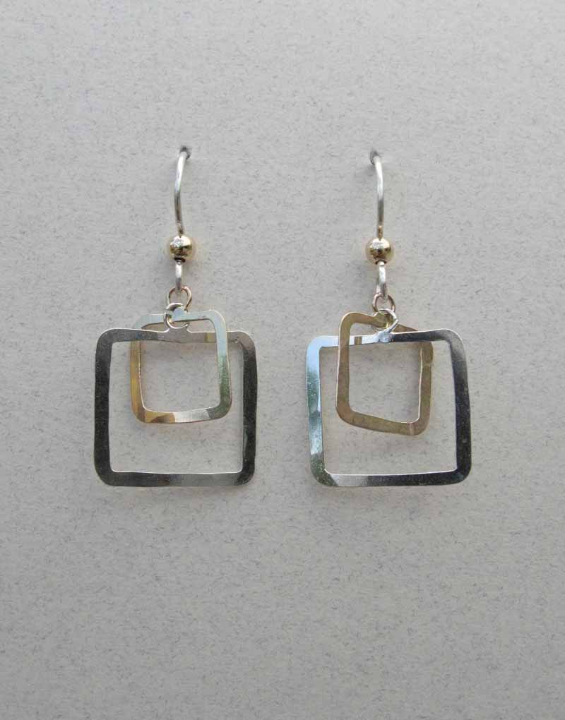 Open Square Hoops in Mixed Metals