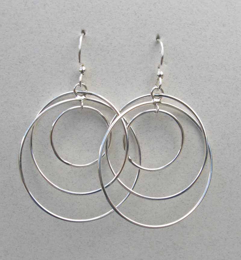 3 Offset Hoops in Sterling Silver