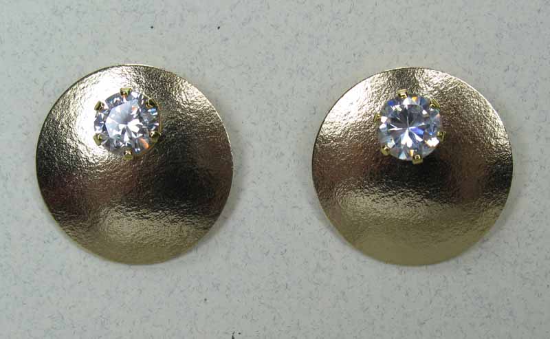 Small Disc Post with CZ Earrings