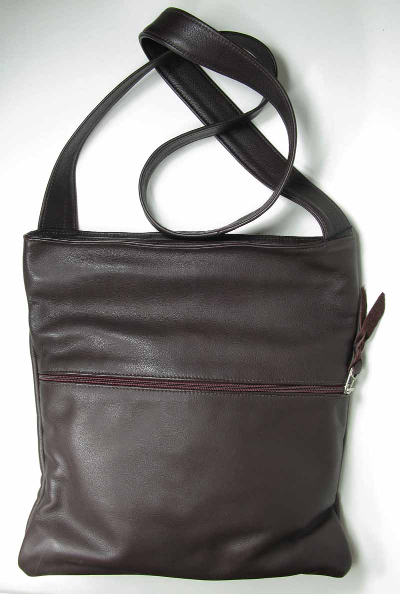 Leather Cross-Body Bag in Dark Chocolate