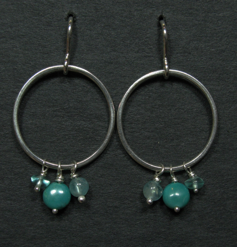 Silver Earrings with Apatite and Turquoise Drops