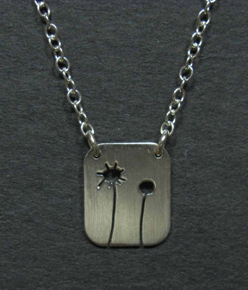 Silver Necklace - Sunflower and Bud