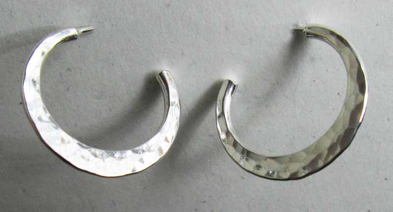 Flat Hammered Hoop Earrings in Sterling Silver