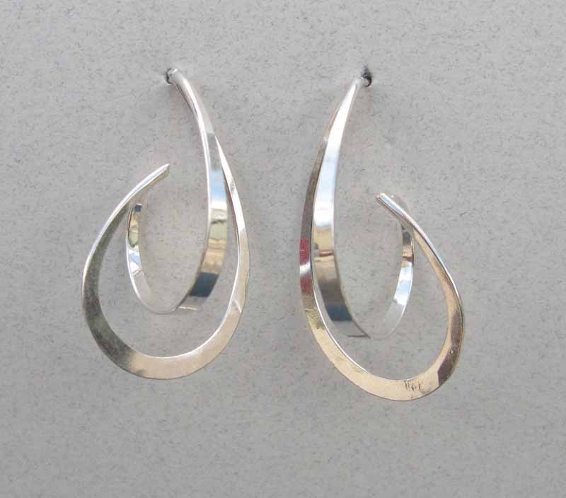 Large 3D Teardrop Earrings in Sterling Silver