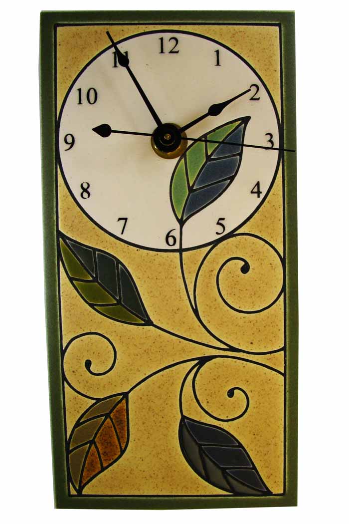 Rectangular Wall Clock - Mosaic Leaves