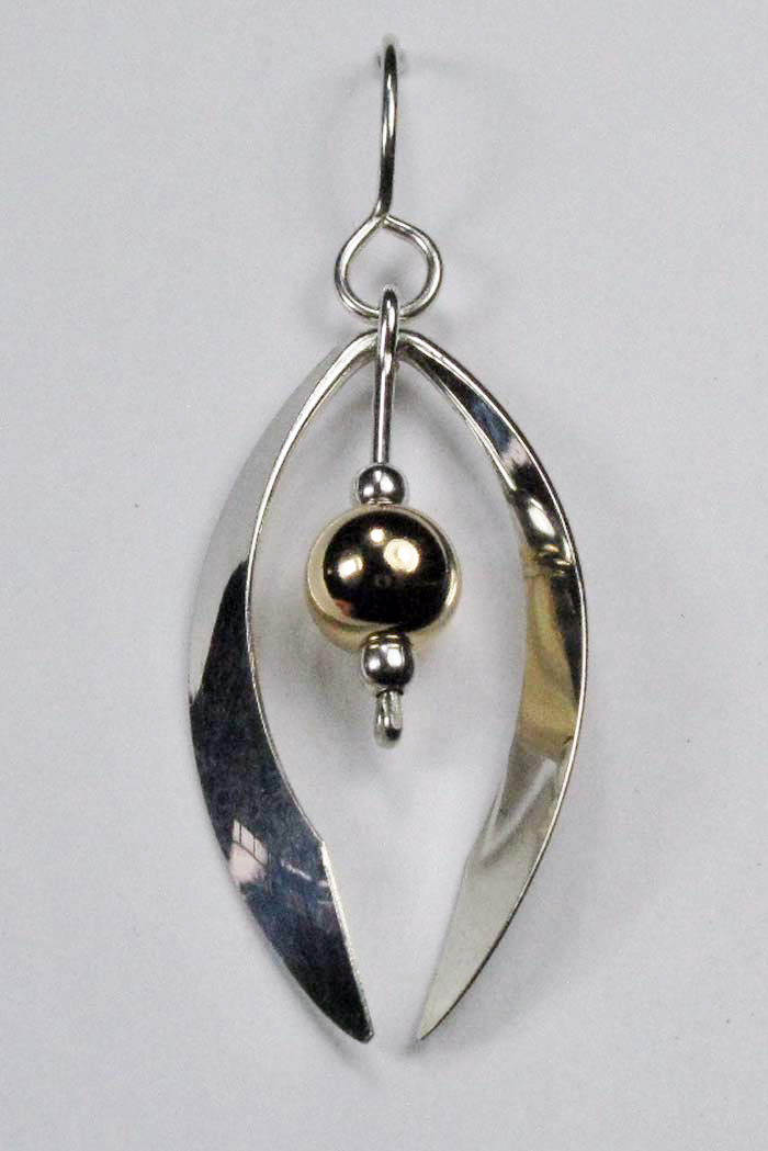 Tapered Oval and Bead Earrings in Gold or Silver