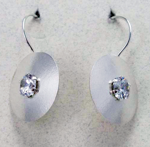 Earrings -  Round Drop in Matte Silver