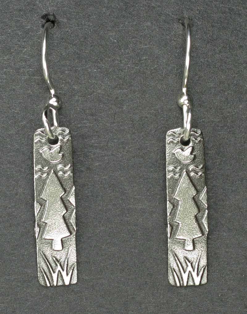 Long Rectangle with Tree Earrings