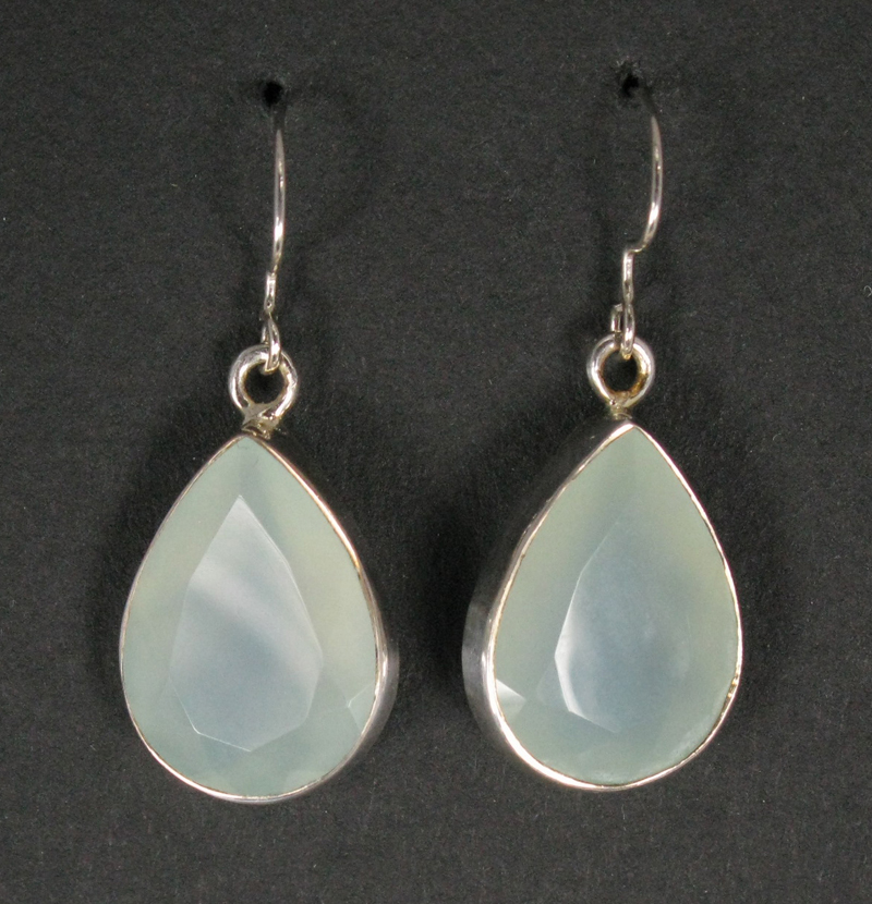Peruvian Opal Teardrop Earrings - Silver