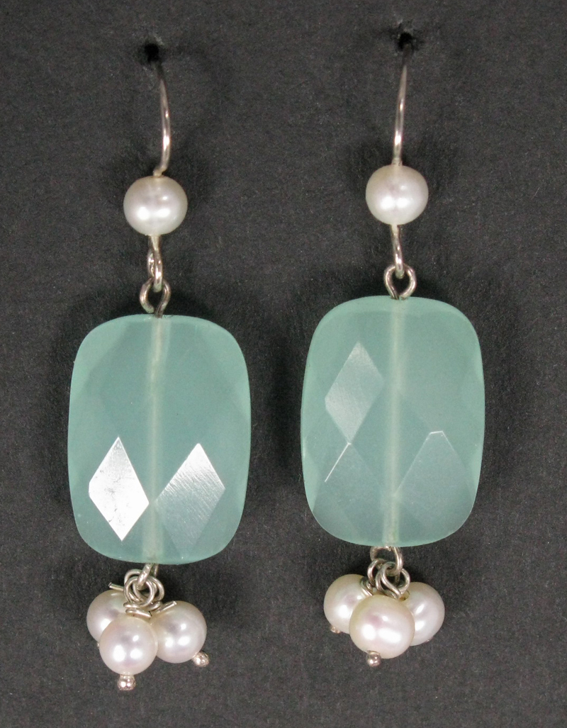 Silver Faceted Stone and Cluster Earrings