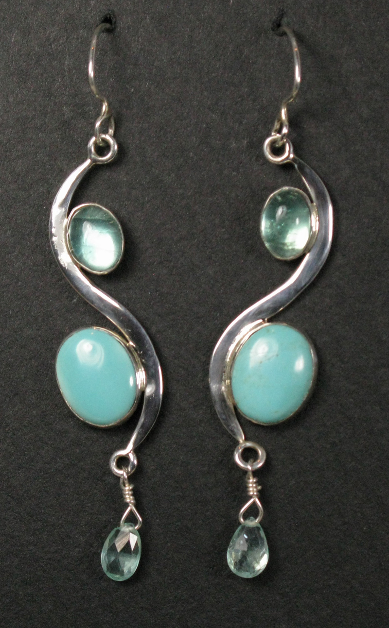 Silver Stone and Curve Earrings