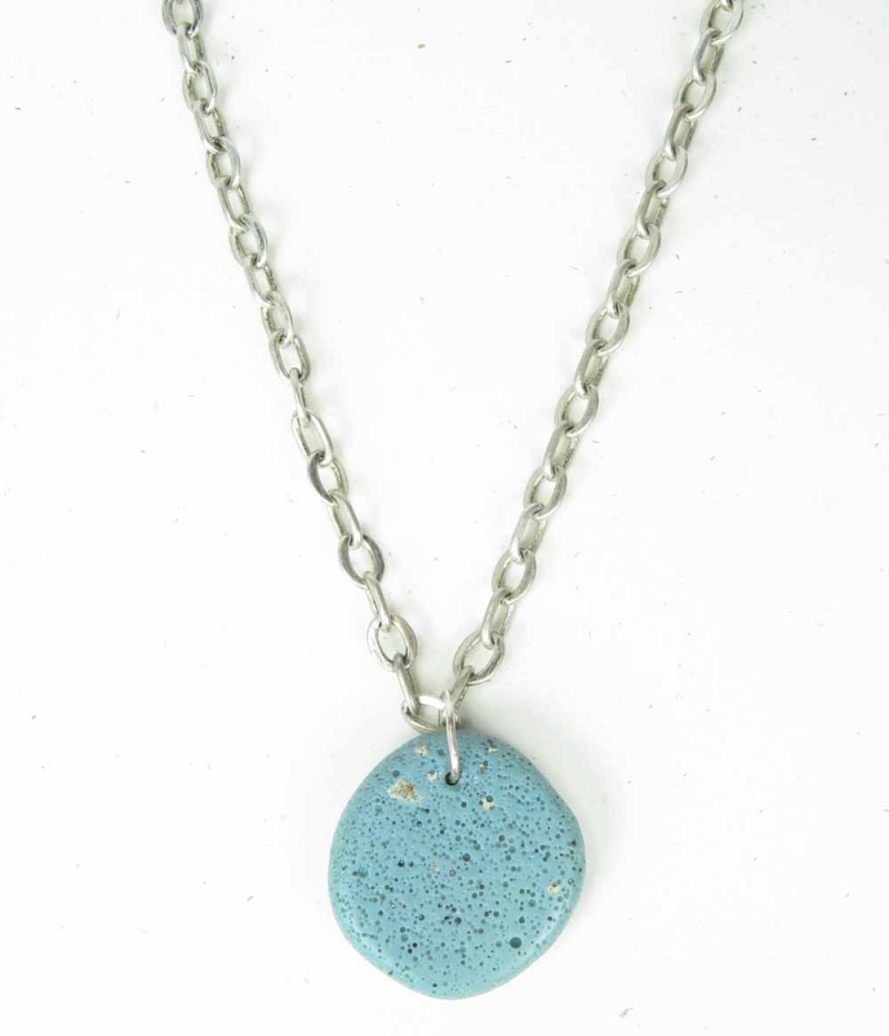 Chain Necklace - Hand Polished Leland Blue Stone