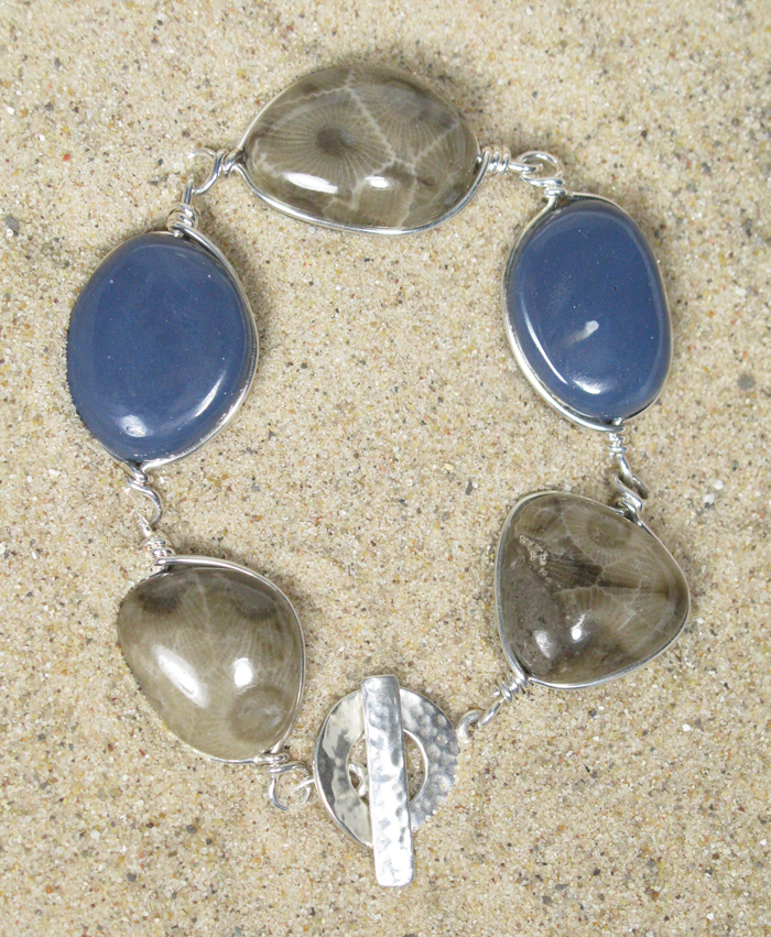Petoskey and Leland Blue Bracelet - Silver Wire