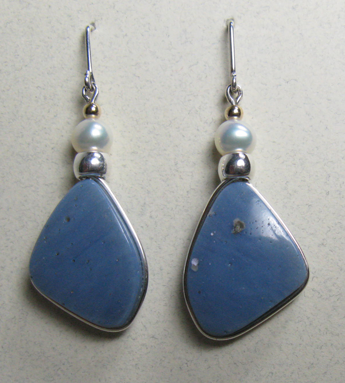 Leland Blue Stone Earrings - Sterling, Pearls