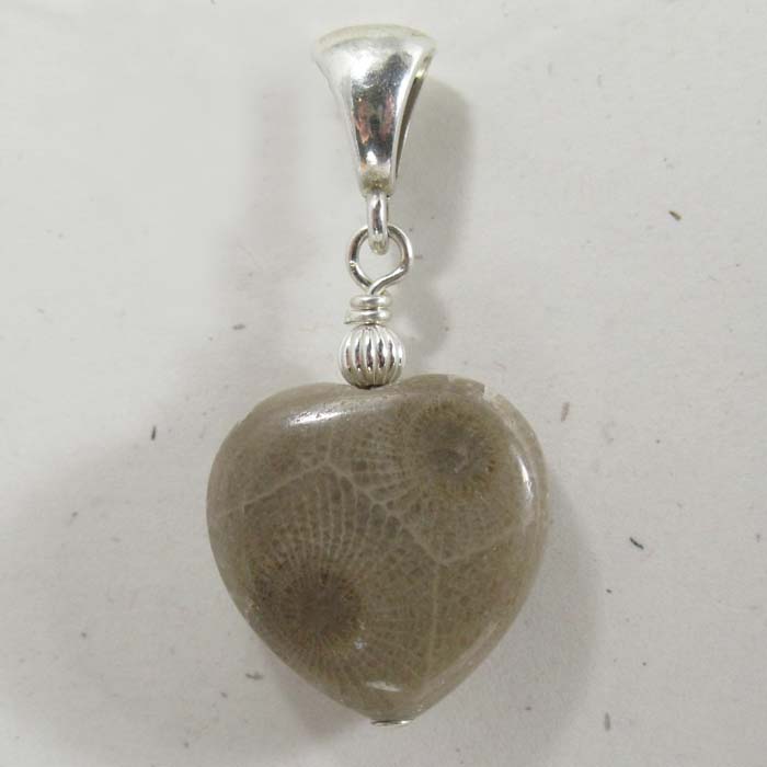 Petoskey Stone Heart Pendant on Bail