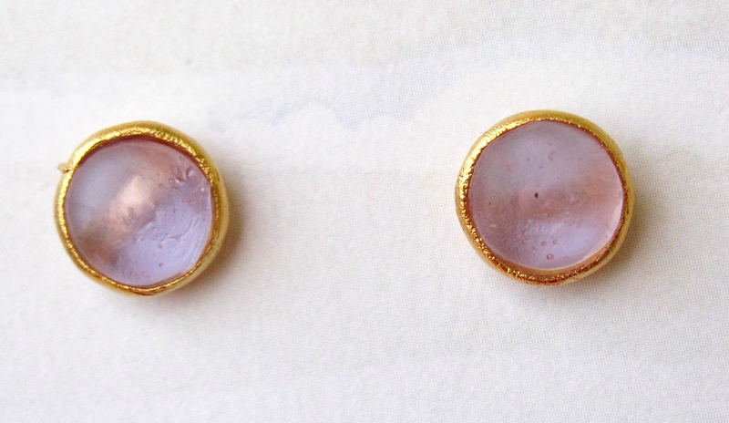 Cast Glass Post Earrings in Lavender