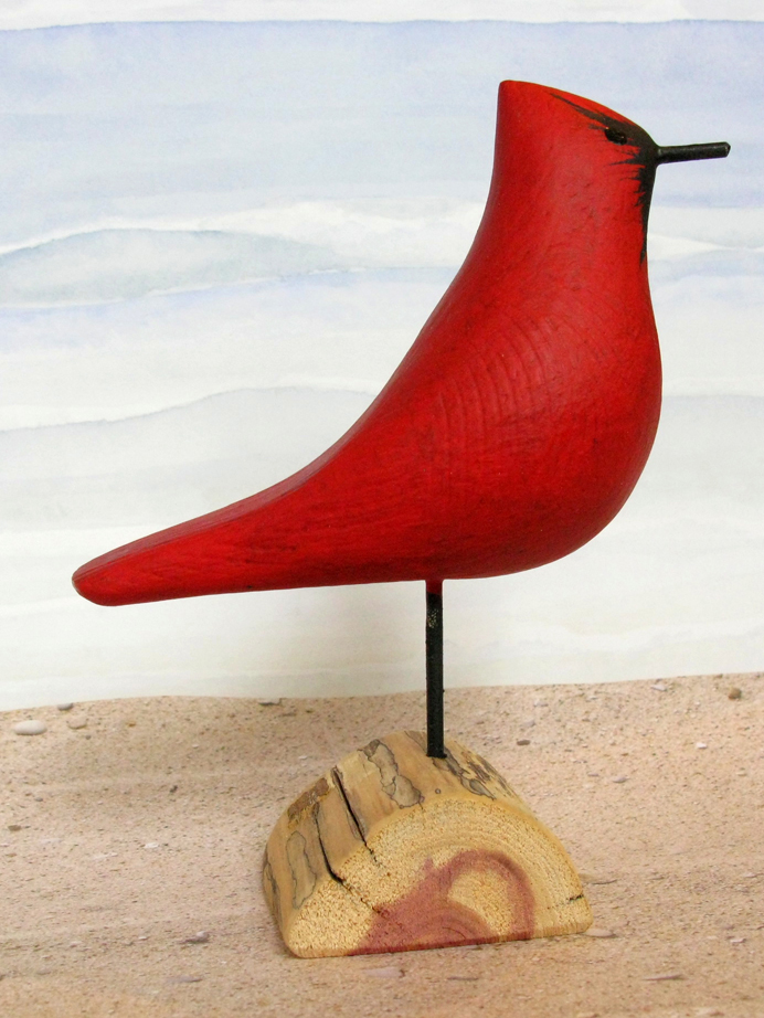 Carved Wood Cardinal Large
