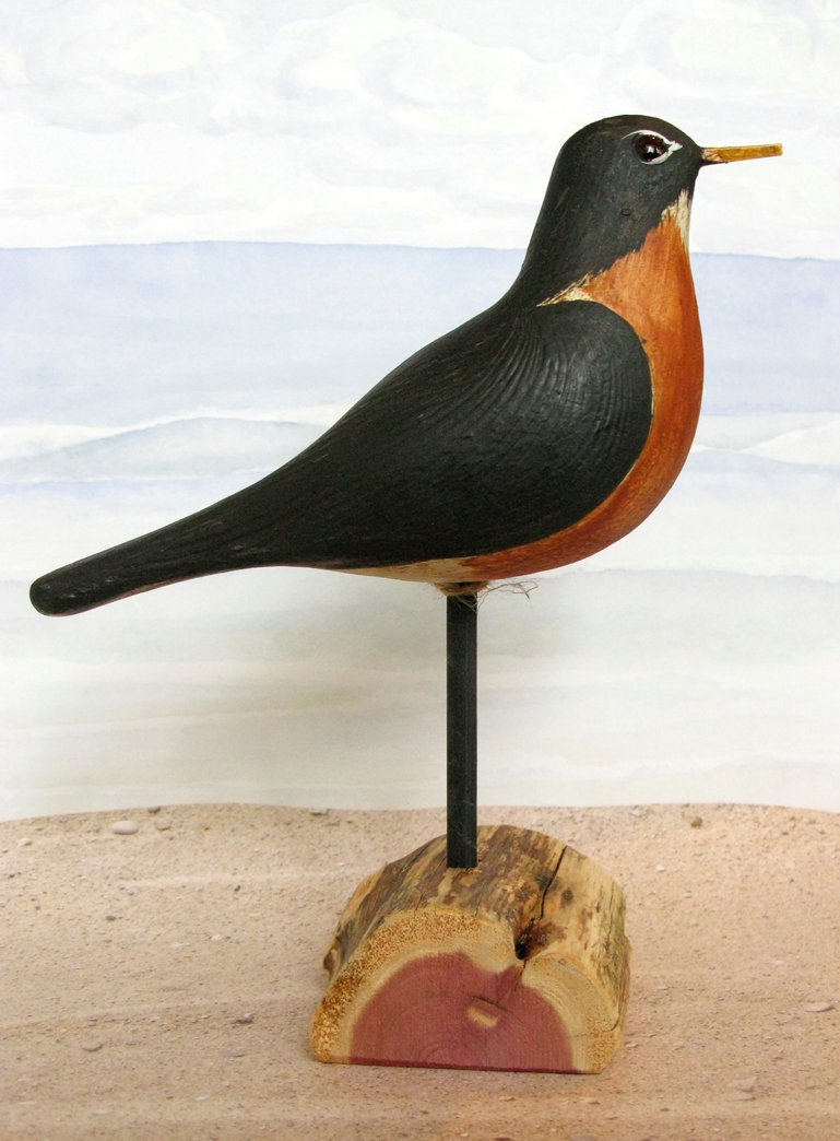 Carved Wood Robin Large