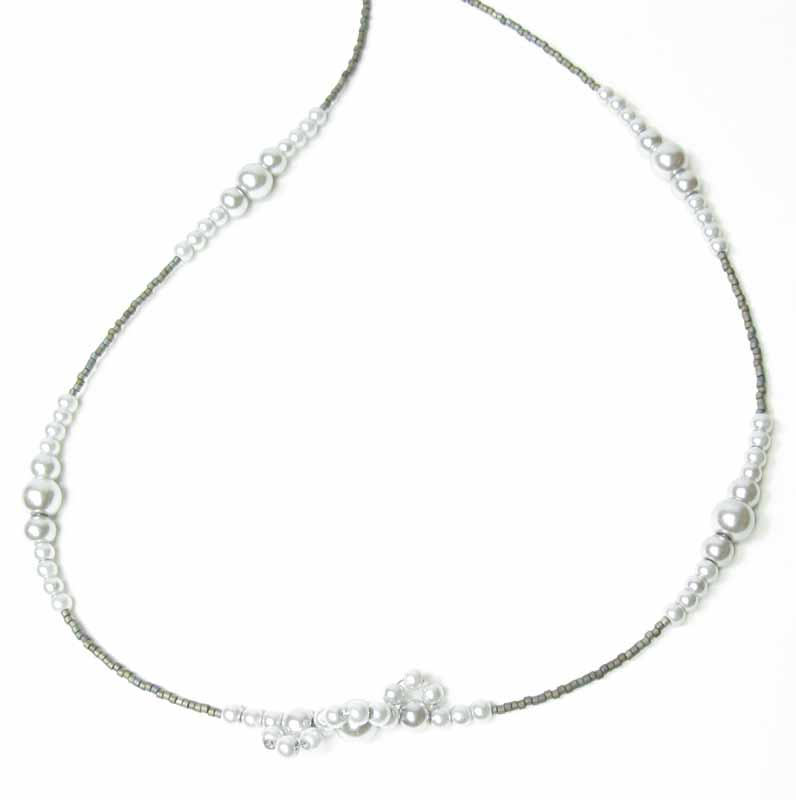 Layering Lace Pearl Necklace in Silver Pearls